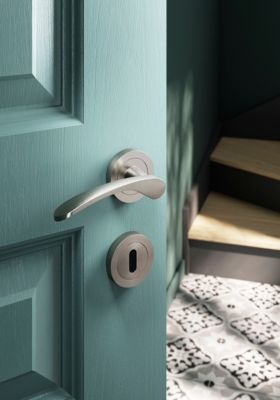 Rosace de fonction rond à visser GoodHome Duod effet nickel satin gris Ø50mm