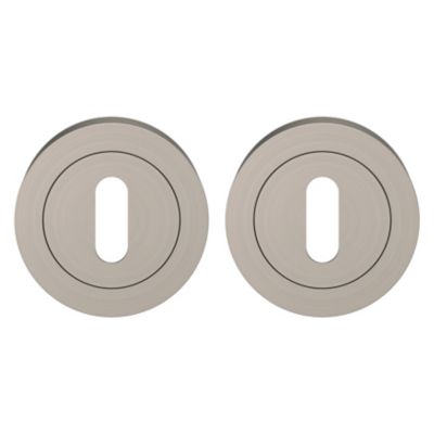 Rosace de fonction rond à visser GoodHome Duod effet nickel satin gris Ø50mm