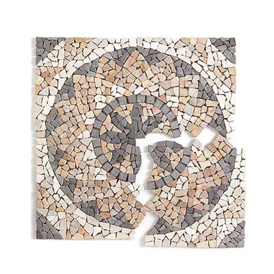 Rosace de plafond (Boite de 1m²) en marbre et travertin multicolore - 80 x 80 cm