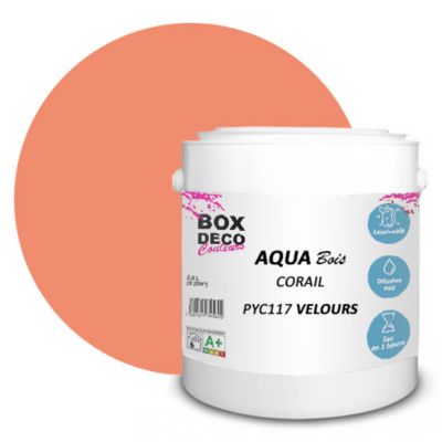 Rose Corail Peinture meuble bois acrylique aspect velours-satin Aqua Bois - Rose Corail - 2.5L
