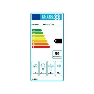 ROSIERES Hotte visière 60 cm 348 m3/h noire - RHC638/1PN