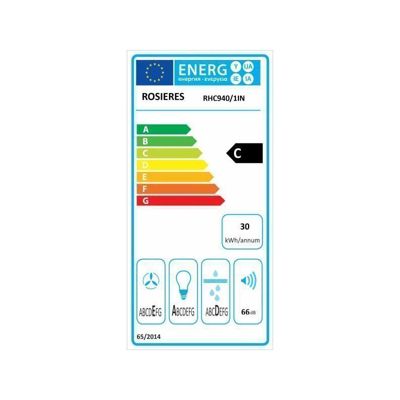 ROSIERES Hotte visière inox 90 cm 348 m3/h - RHC940/1IN