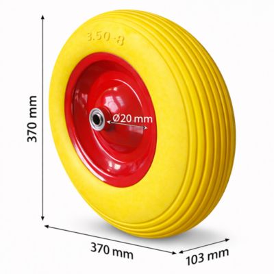 Roue de Brouette Increvable  3.50-8    260Kg + Axe  20mm