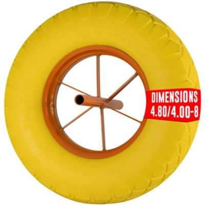 Roue de brouette increvable 390 mm ext - Axe 20 mm - caoutchouc, metal