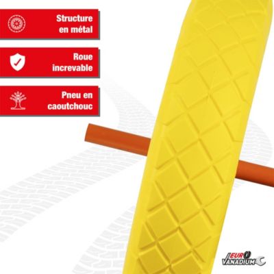 Roue de brouette increvable 390 mm ext - Axe 20 mm - caoutchouc, metal