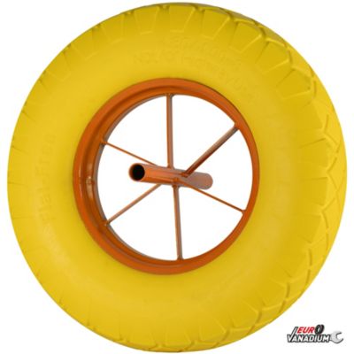 Roue de brouette increvable 390 mm ext - Axe 20 mm - caoutchouc, metal