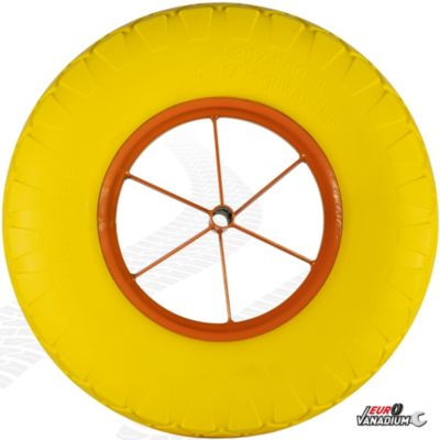 Roue de brouette increvable 390 mm ext - Axe 20 mm - caoutchouc, metal