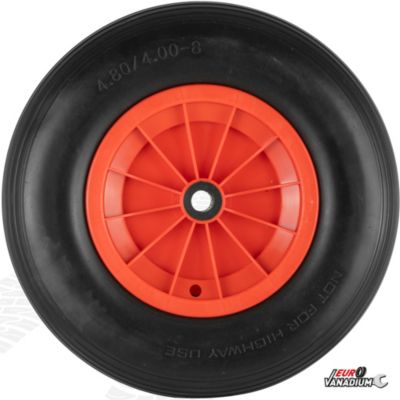 Roue de brouette increvable 400 mm mousse polyurethane alesage 20 mm pneu