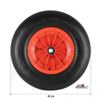 Roue de brouette increvable 400 mm mousse polyurethane alesage 20 mm pneu