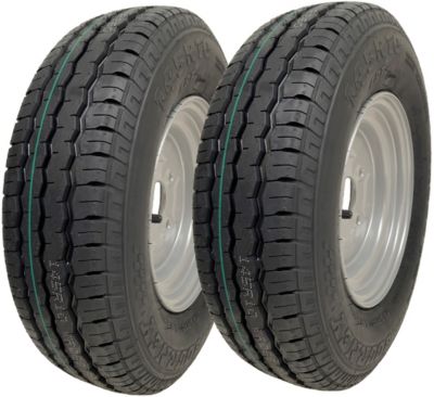 Roue de remorque 145R10, pneu 10 pouces, 500 kg, 84/82N, 4 boulons, entraxe de 4 pouces, homologation E (lot de 2)