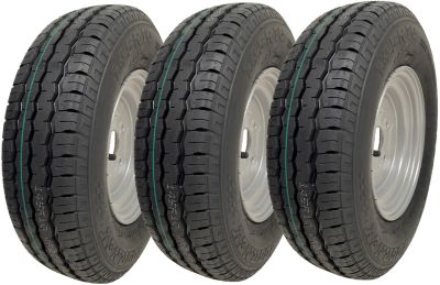 Roue de remorque 145R10, pneu 10 pouces, 500 kg, 84/82N, 4 boulons, entraxe de 4 pouces, homologation E (lot de 3)