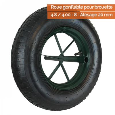 Roue gonflable pour brouette 36.5 x 8  cm - Axe 20 mm - Linxor