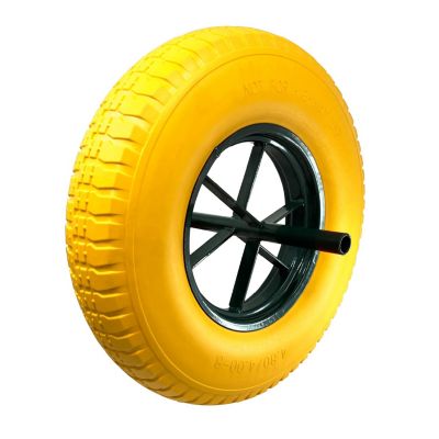 Roue Increvable Jaune, Diamètre 400mm, Axe 20mm, Charge max. 250KG (550 lbs), Ultra Résistante, Idéal pour Brouette