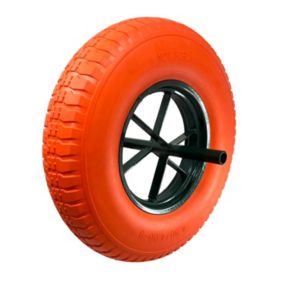 Roue Increvable Orange, Diamètre 400mm, Axe 20mm, Charge max. 250KG (550 lbs), Ultra Résistante, Idéal pour Brouette