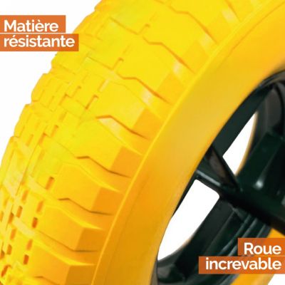 Roue increvable pour brouette 38 x 9 cm - Axe 20 mm - Linxor