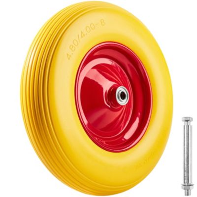 Roue pour brouette en caoutchouc plein avec jante en acier jaune
