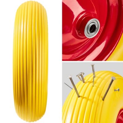 Roue pour brouette en caoutchouc plein avec jante en acier jaune