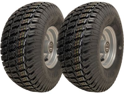 Roues de tondeuse à gazon 15x6.00-6, pneu P332 à 4 plis monté sur jante, roulements de 25 mm (lot de 2)