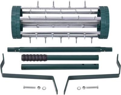 Rouleau Aérateur Gazon, Rouleau, Scarificateur Manuel en Métal avec Clous de 3 CM, Protection Anti-Éclaboussures