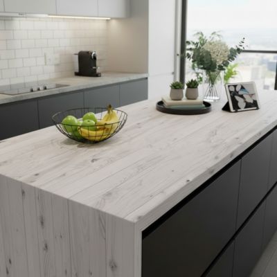 Rouleau adhésif bois blanc-gris au mètre - Autocollants Revêtement Adhésif Cuisine Meubles Salle de bain - 60cmx4m