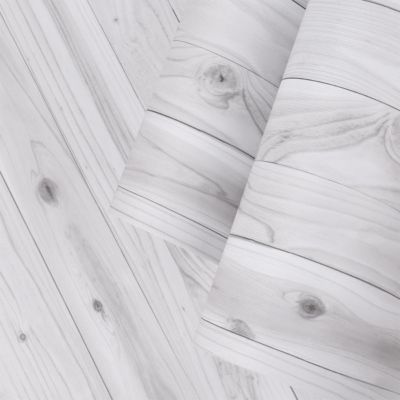 Rouleau adhésif bois blanc-gris au mètre - Autocollants Revêtement Adhésif Cuisine Meubles Salle de bain - 60cmx4m