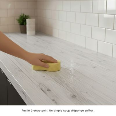 Rouleau adhésif bois blanc-gris au mètre - Autocollants Revêtement Adhésif Cuisine Meubles Salle de bain - 60cmx9m