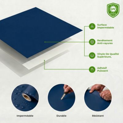 Plaque PVC Autocollante Tulup - Crédence Cuisine Bleue Ornement, 50x100 Cm, Effet Moderne