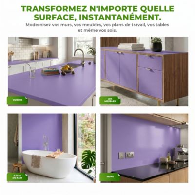 Rouleau adhésif décoratif Vinyle au Mètre - Sticker Lavable Imperméable Mur Cuisine Meubles - 60cmx50m - Lavande