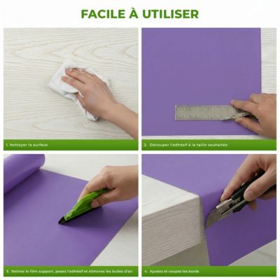 Rouleau adhésif décoratif Vinyle au Mètre - Sticker Lavable Imperméable Mur Cuisine Meubles - 60cmx50m - Lavande