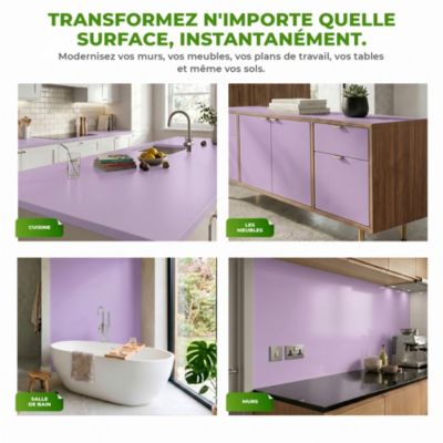 Rouleau adhésif décoratif Vinyle au Mètre - Sticker Lavable Imperméable Mur Cuisine Meubles - 60cmx5m - Lilas