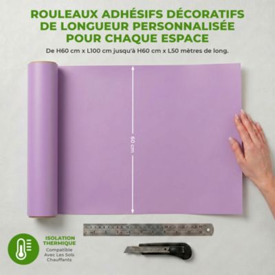 Rouleau adhésif décoratif Vinyle au Mètre - Sticker Lavable Imperméable Mur Cuisine Meubles - 60cmx5m - Lilas
