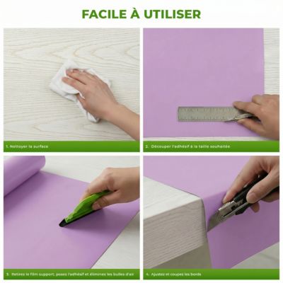 Rouleau adhésif décoratif Vinyle au Mètre - Sticker Lavable Imperméable Mur Cuisine Meubles - 60cmx5m - Lilas