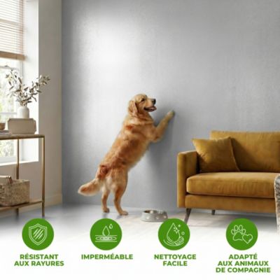 Rouleau adhésif décoratif Vinyle au Mètre - Sticker Lavable Imperméable Mur Cuisine Meubles - 60cmx6m - Argent
