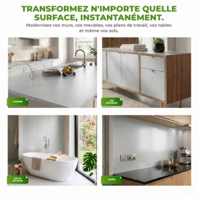 Rouleau adhésif décoratif Vinyle au Mètre - Sticker Lavable Imperméable Mur Cuisine Meubles - 60cmx6m - Argent