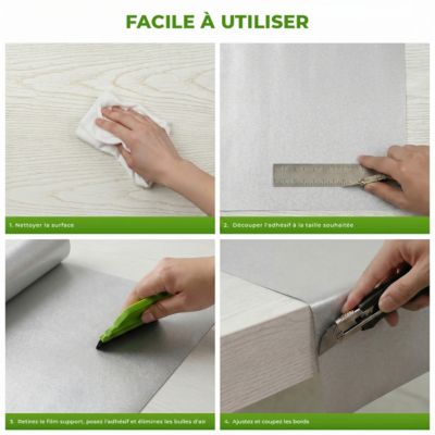 Rouleau adhésif décoratif Vinyle au Mètre - Sticker Lavable Imperméable Mur Cuisine Meubles - 60cmx6m - Argent