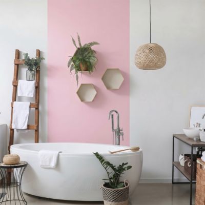 Rouleau adhésif décoratif Vinyle au Mètre - Sticker Lavable Imperméable Mur Cuisine Meubles - 60cmx6m - Rose poudre