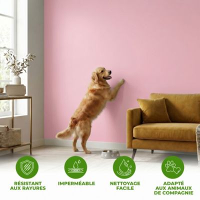 Rouleau adhésif décoratif Vinyle au Mètre - Sticker Lavable Imperméable Mur Cuisine Meubles - 60cmx6m - Rose poudre