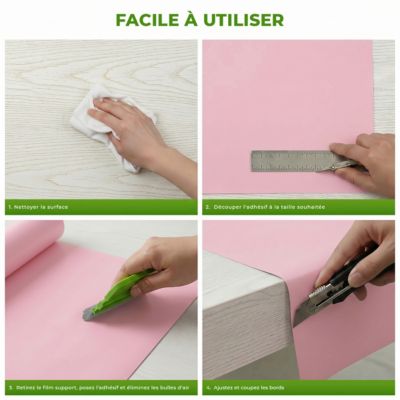 Rouleau adhésif décoratif Vinyle au Mètre - Sticker Lavable Imperméable Mur Cuisine Meubles - 60cmx6m - Rose poudre