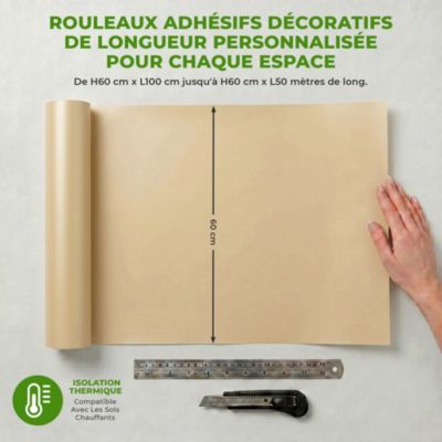 Rouleau adhésif décoratif Vinyle au Mètre - Sticker Lavable Imperméable Mur Cuisine Meubles - 60cmx6m - Sable