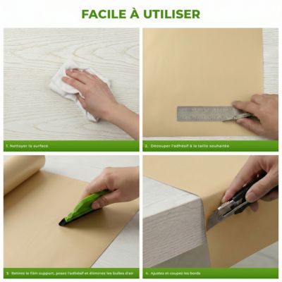 Rouleau adhésif décoratif Vinyle au Mètre - Sticker Lavable Imperméable Mur Cuisine Meubles - 60cmx6m - Sable