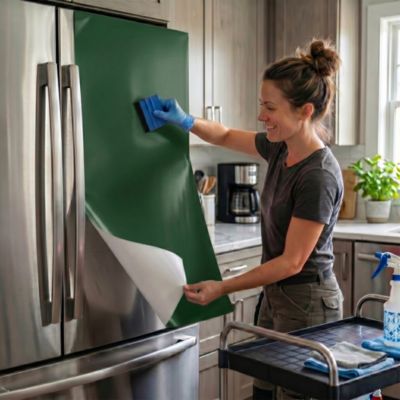Rouleau adhésif Imperméable Vinyle au Mètre - Sticker Lavable Cuisine Meuble Armoire Porte - 60cmx2m - Vert foncé