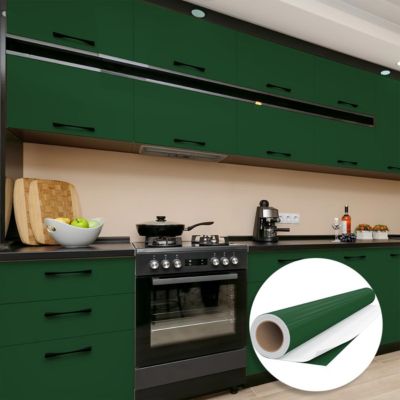 Rouleau adhésif Imperméable Vinyle au Mètre - Sticker Lavable Cuisine Meuble Armoire Porte - 60cmx2m - Vert foncé