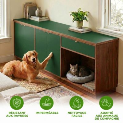 Rouleau adhésif Imperméable Vinyle au Mètre - Sticker Lavable Cuisine Meuble Armoire Porte - 60cmx2m - Vert foncé