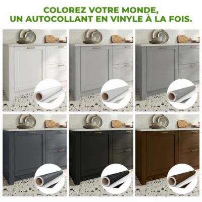 Rouleau adhésif Imperméable Vinyle au Mètre - Sticker Lavable Cuisine Meuble Armoire Porte - 60cmx2m - Vert foncé