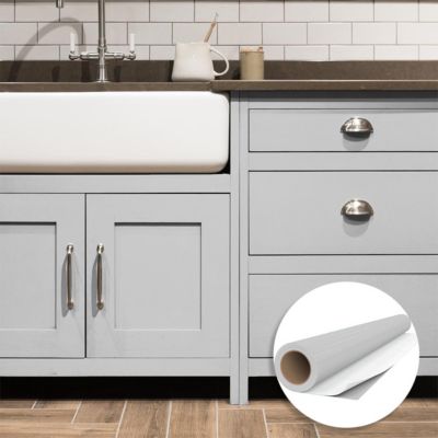 Rouleau adhésif Imperméable Vinyle au Mètre - Sticker Lavable Cuisine Meuble Armoire Porte - 60cmx3m - Gris clair