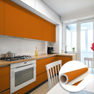Rouleau adhésif Imperméable Vinyle au Mètre - Sticker Lavable Cuisine Meuble Armoire Porte - 60cmx3m - Noisette