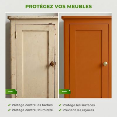 Rouleau adhésif Imperméable Vinyle au Mètre - Sticker Lavable Cuisine Meuble Armoire Porte - 60cmx3m - Noisette