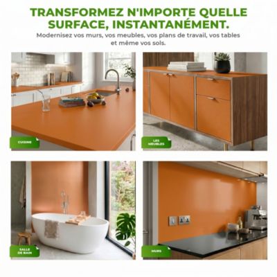 Rouleau adhésif Imperméable Vinyle au Mètre - Sticker Lavable Cuisine Meuble Armoire Porte - 60cmx3m - Noisette
