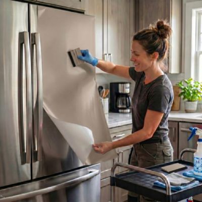Rouleau adhésif Imperméable Vinyle au Mètre - Sticker Lavable Cuisine Meuble Armoire Porte - 60cmx6m - Taupe