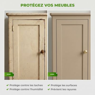 Rouleau adhésif Imperméable Vinyle au Mètre - Sticker Lavable Cuisine Meuble Armoire Porte - 60cmx6m - Taupe